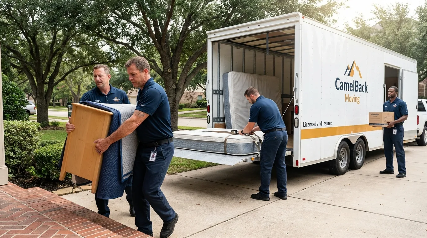 Crew loading residential truck for cross-state move from Tenafly, NJ